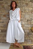 Oscar Asymmetric Hareem Skirt Pant White